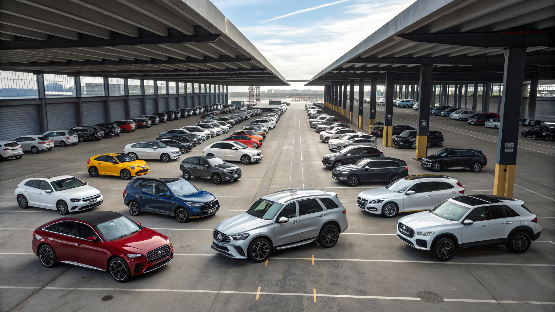 Mid-century modern credenza with a lamp and decorative objects, in a sunlit room.