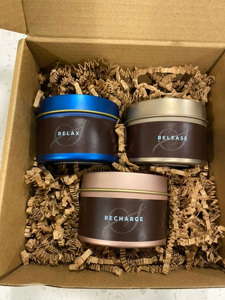 Set of three tin candles