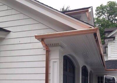House w/ Copper Gutters & Leaders — Gutter Services in Westchester County, NY