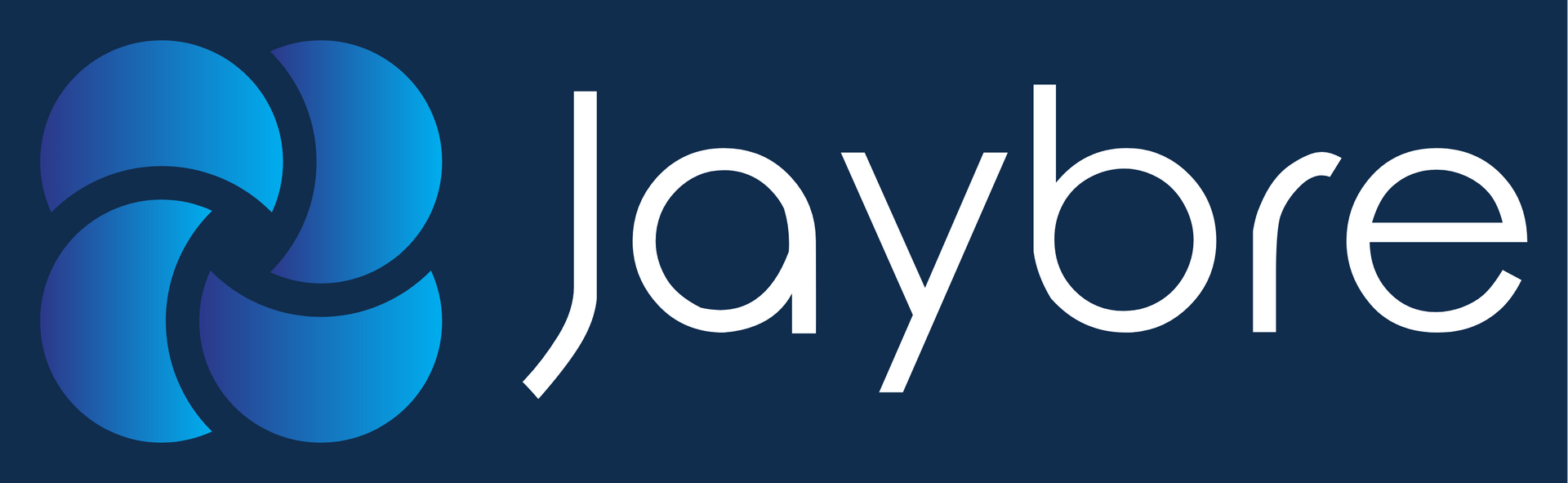 A blue and white logo on a white background.