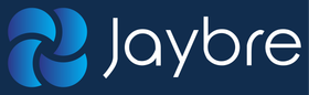 A blue and white logo on a white background.