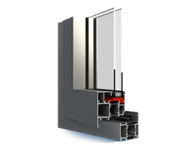 Un primo piano di una finestra su uno sfondo bianco.