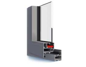 Un primo piano di una finestra su uno sfondo bianco.