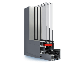 Un primo piano di una finestra su uno sfondo bianco.