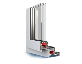 Mostra l'interno di una finestra con tre strati di vetro.