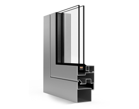 Un primo piano di una finestra su uno sfondo bianco.