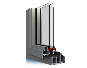 Un primo piano di una finestra con tre finestre su uno sfondo bianco.