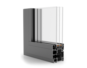 Un primo piano di una finestra su uno sfondo bianco.