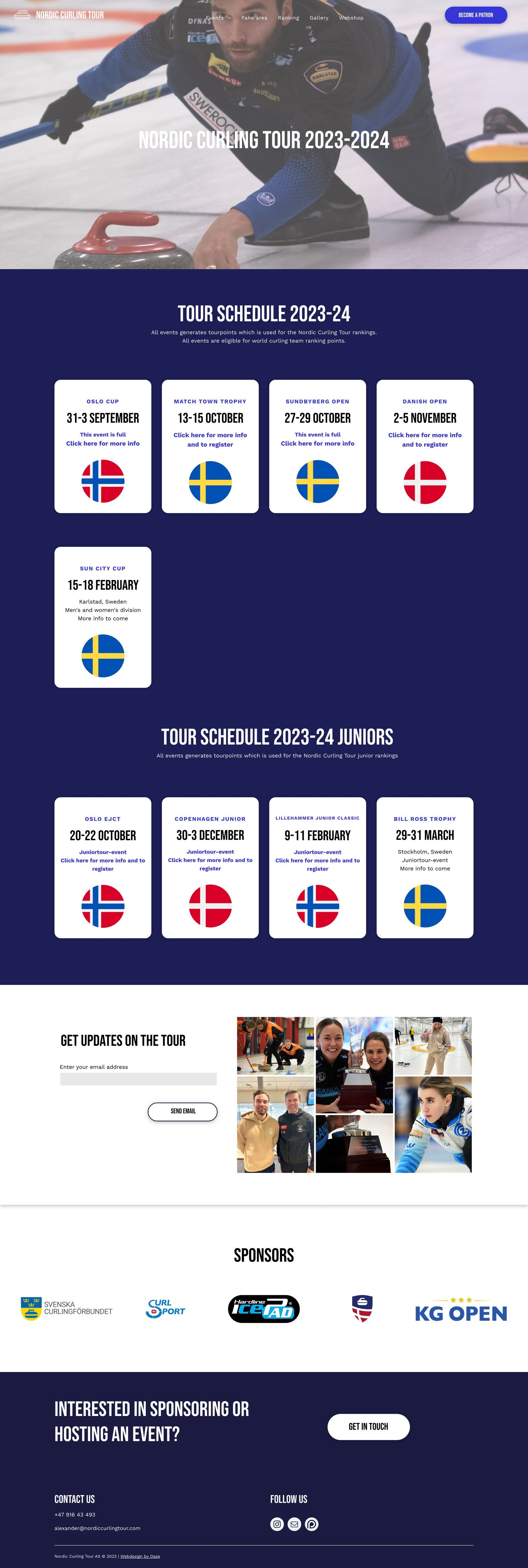 Nordic Curling Tours nettside laget av Oase Media
