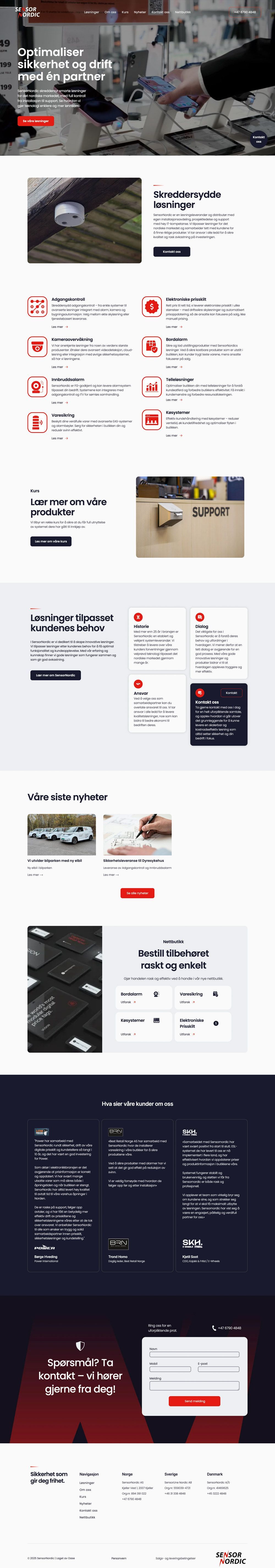 SensorNordics nettside laget av Oase Media