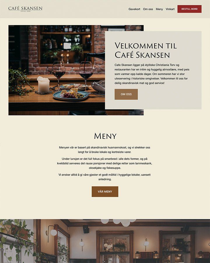 Nettside til Cafe Skansen laget av Oase Media