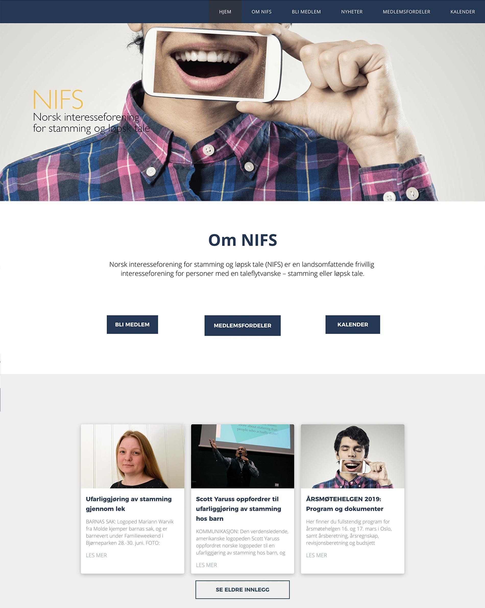 Nettside til NIFS laget av Oase Media