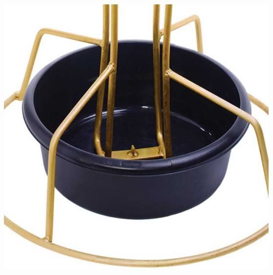 Gold metal and black plastic Christmas tree stand.