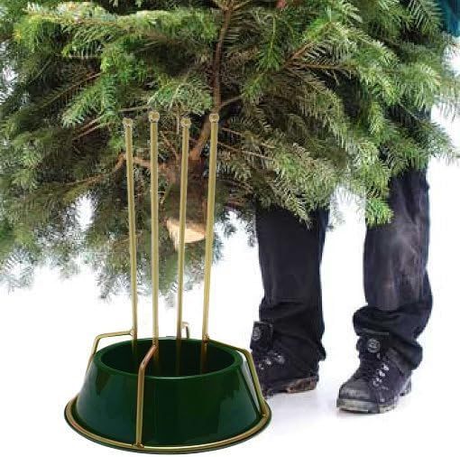Quick stand Gold metal and Plastic water container Christmas tree stand.