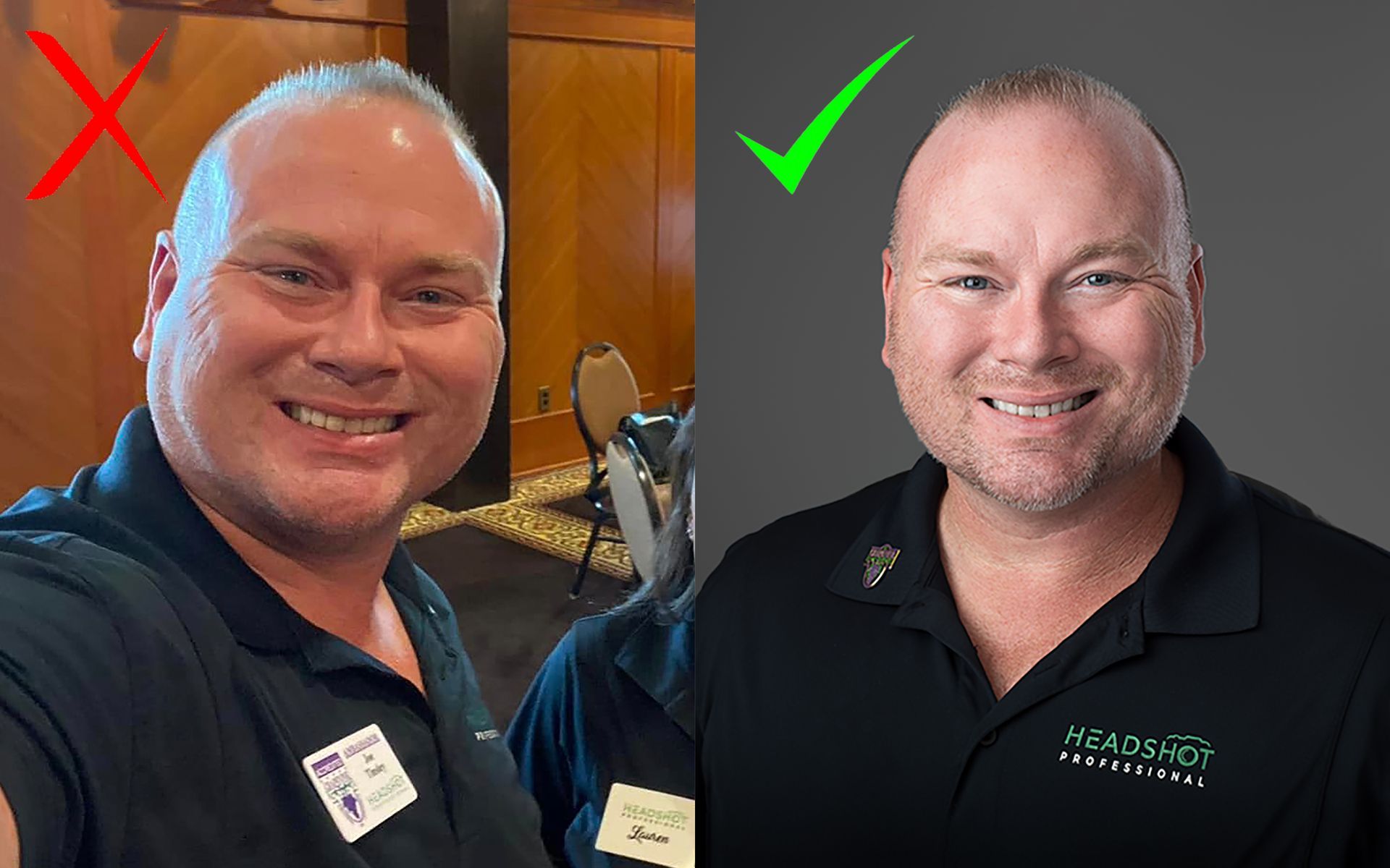 What is the difference between a professional headshot in a studio and