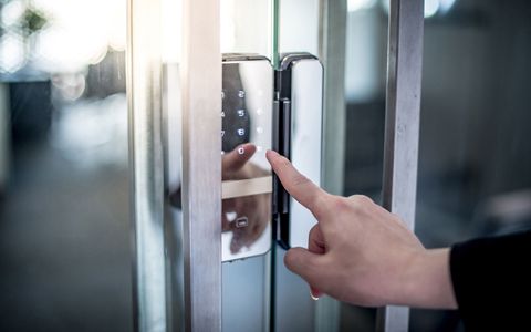 Pressing Password On Electric Door — Palmdale, CA — Re-Key Lock 7 Security