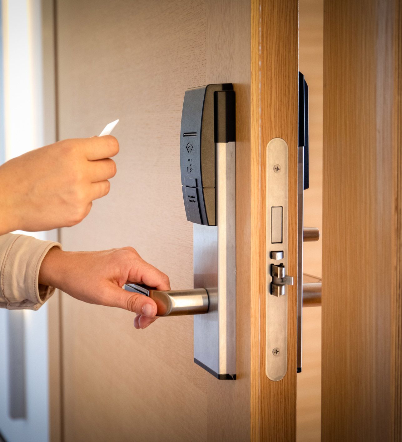 Opening Door With Keyless Entry Card — Palmdale, CA — Re-Key Lock 7 Security