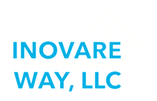 The logo for inovare way , llc is blue on a white background.