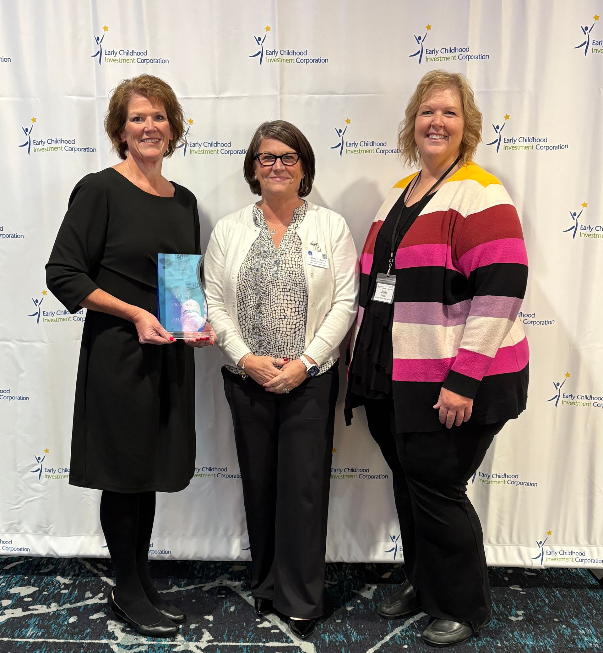 Pictured with the award (from left to right) are our Executive Director Shelly Keene, Michigan State Director of the USDOL Office of Apprenticeship Tiffanie Clawson, and Apprenticeship Specialist Julie Sanders.