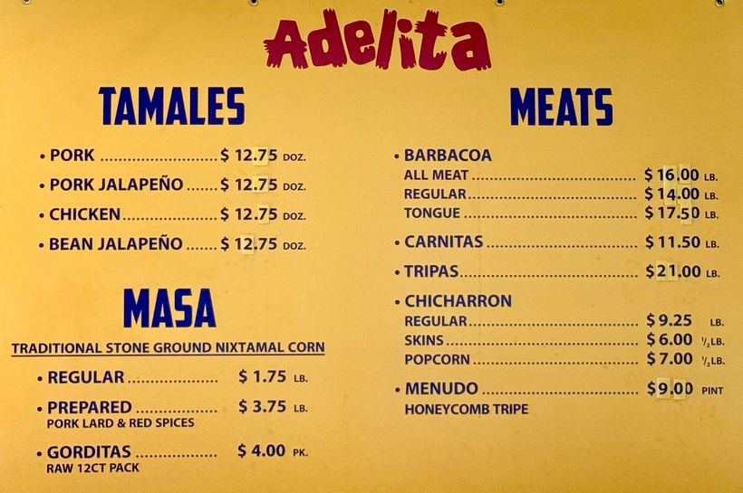 Adelita Menu — Vegetable & Meat Wrapped in Tortilla in San Antonio, TX
