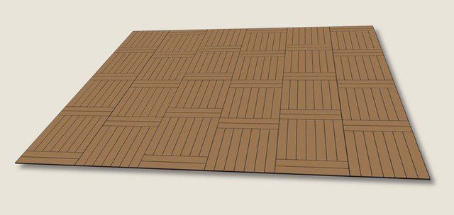 Ein Holzboden mit einem diagonalen Muster darauf