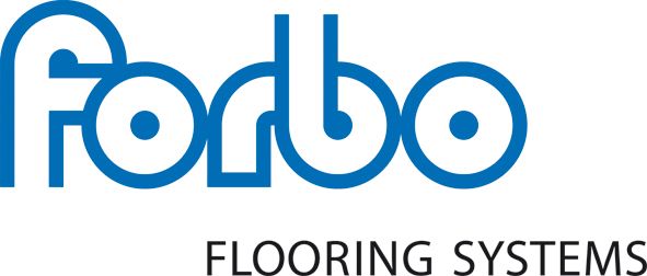 Das Logo von Forbo Flooring Systems ist blau und weiß auf weißem Hintergrund.
