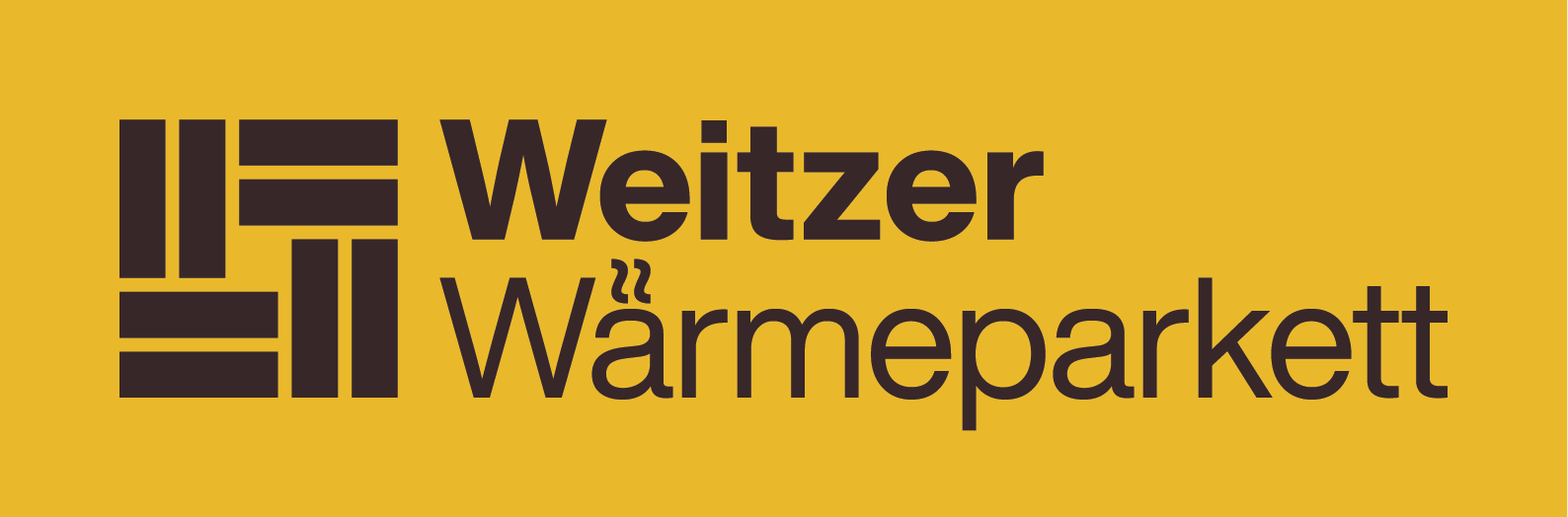 Ein gelb-schwarzes Logo für Weitzer Warmeparkett