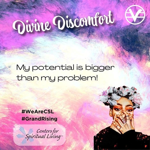 a poster that says divine discomfort my potential is bigger than my problem