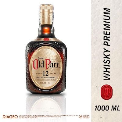 Botella de Whisky Grand Old Parr 12 con texto 