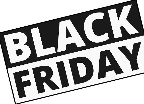 Un panneau noir et blanc sur lequel est écrit « Black Friday »