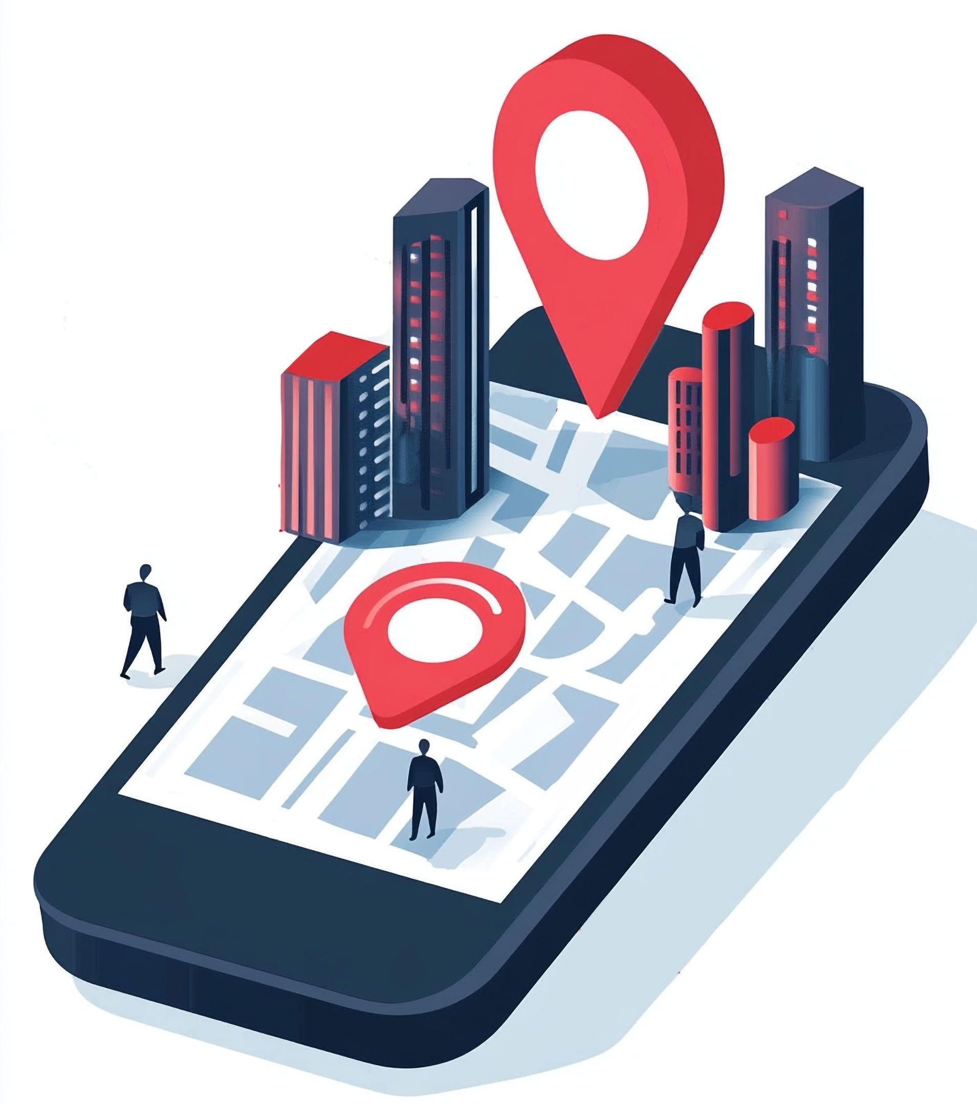 Un téléphone portable avec une carte et une épingle rouge dessus.