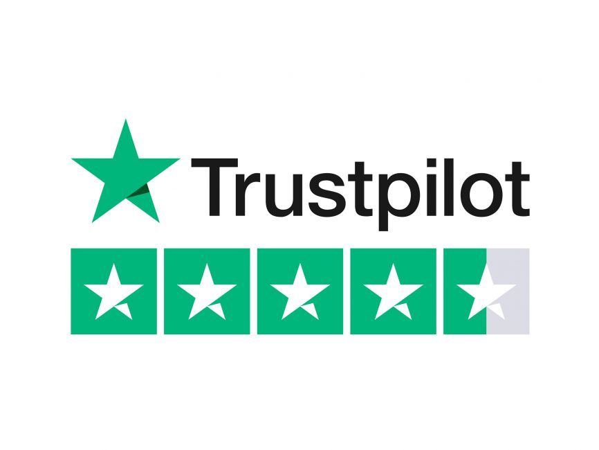 Le logo trustpilot a une étoile verte et quatre étoiles.