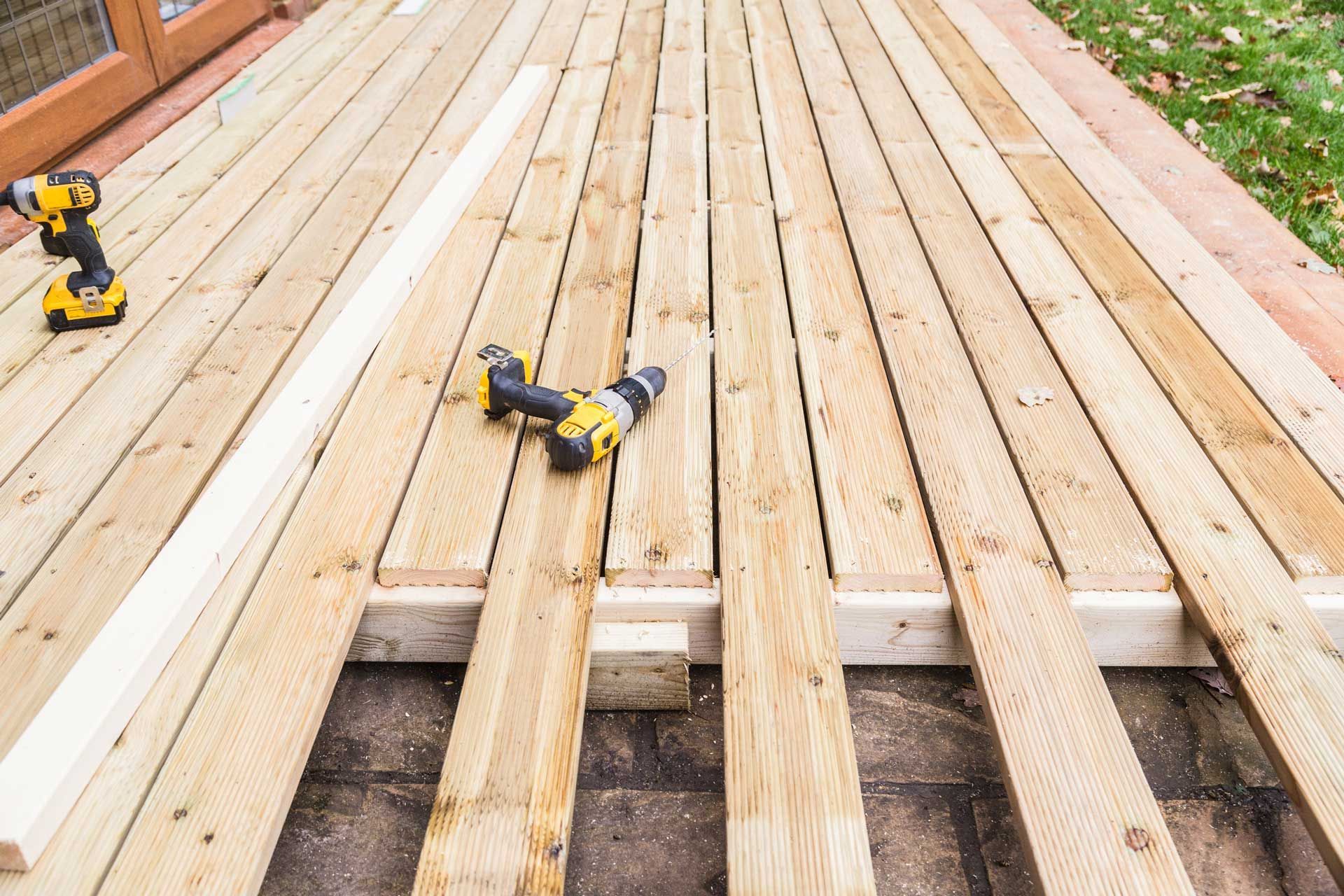 Wooden decking construction.