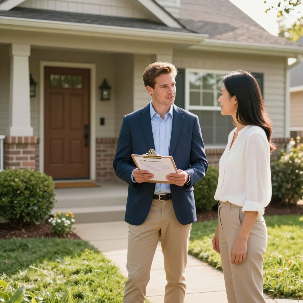 people standing outside a house