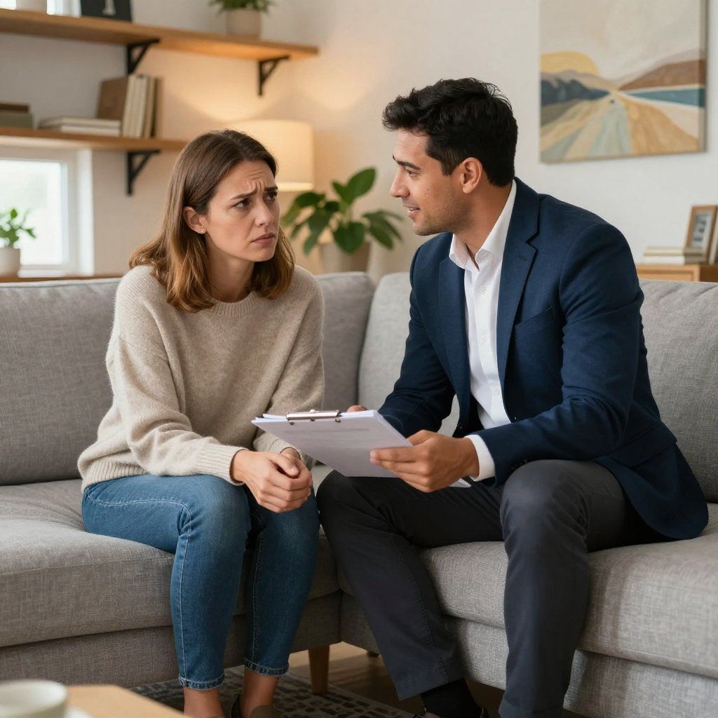 agent talking to client