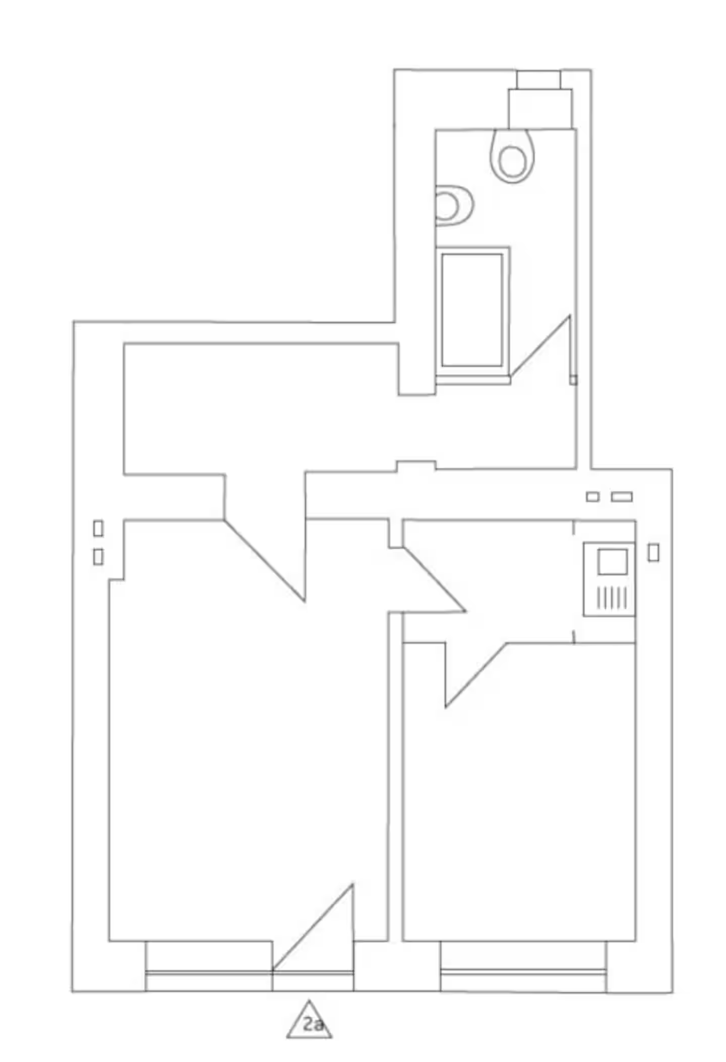 Kitchen living room area with view to the bedroom of our holiday let in Prenzlauer Berg