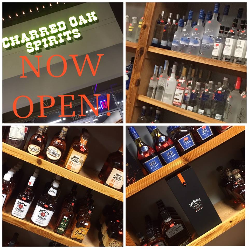 Charred Oak Premium Spirits Product Shelves - Liquor Store in Auburn, AL