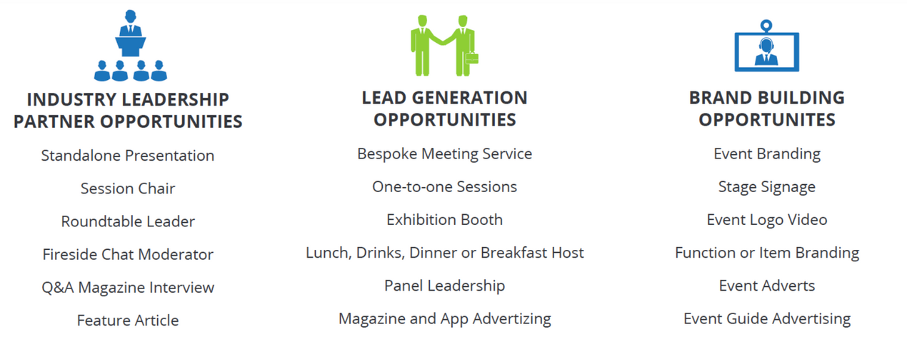 Industry, lead generation, and brand building opportunities are displayed with related icons and text.