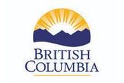 British Columbia logo: sunrise over mountains, blue and gold, with 