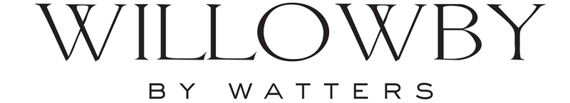Das Logo von Willowby by Watters ist schwarz und weiß.