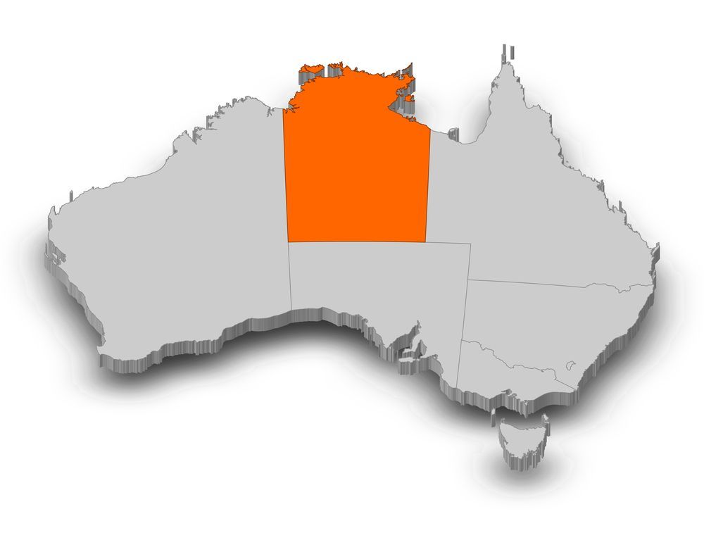 A 3d Map Of Australia With The State Of Northern Territory Highlighted In Orange