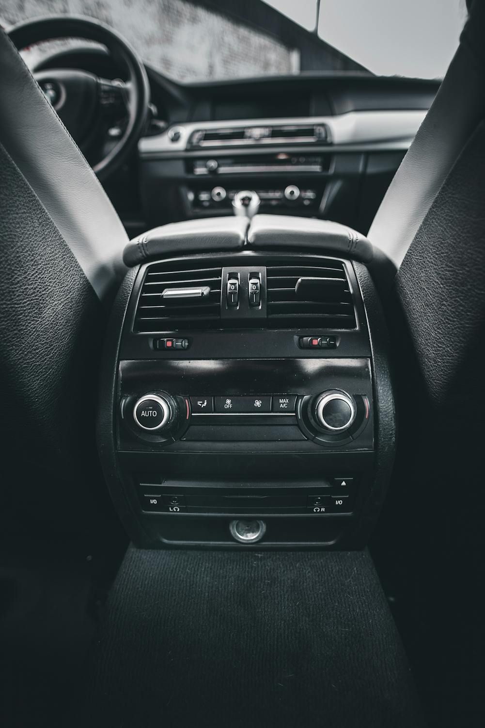 A Black And White Photo Of The Interior Of A Car — Barron River Auto Electrics & Air-conditioning in Stratford, QLD