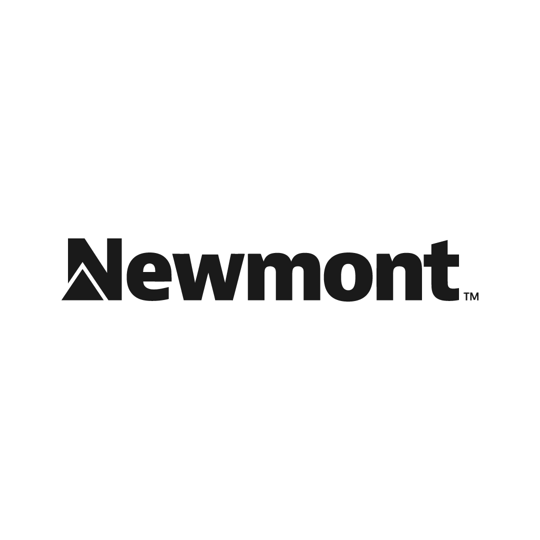 Newmont logo, black text with a mountain symbol above, on a white background.