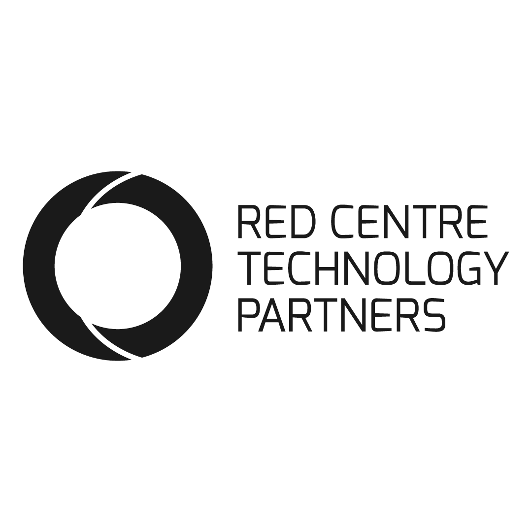 Logo for Red Centre Technology Partners: black circle with overlapping white arcs, text to the right.