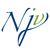 Een blauw en groen logo voor NJV op een witte achtergrond
