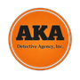 A circular orange logo with a white outline reading "AKA Detective Agency, Inc." in bold black lettering.