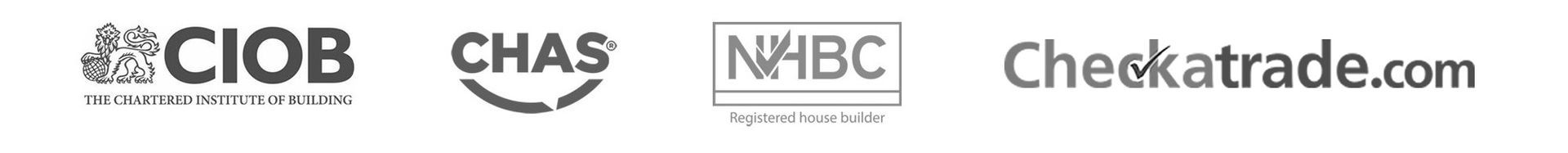 our qualifications: CIOB, CHAS, NHBC Registered House Builder, Checkatrade