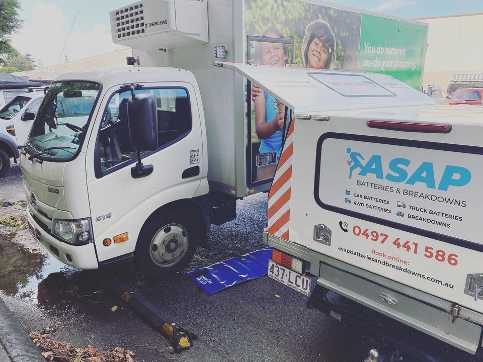 White Refrigerated Truck Parked — ASAP Batteries & Breakdowns in Burleigh Heads, QLD