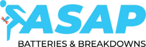 ASAP Batteries & Breakdowns logo with blue text and a mechanic figure holding a wrench.