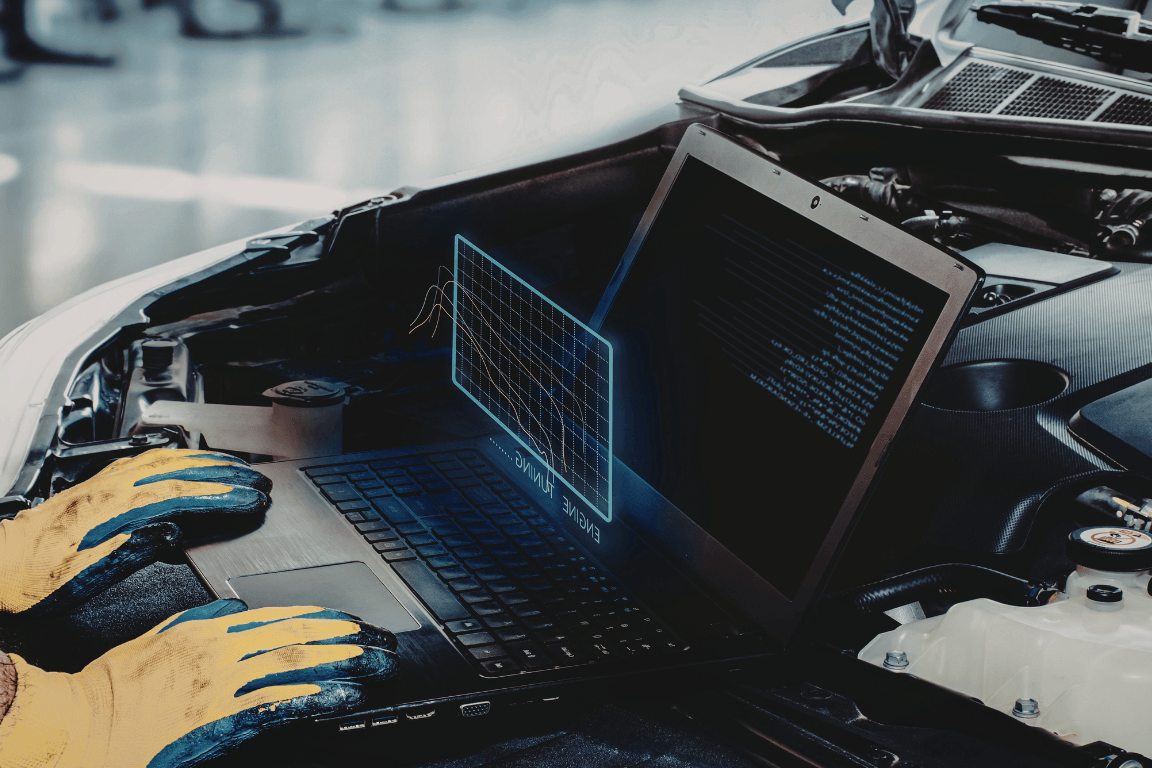 a mechanic doing an auto diagnostic evaluation